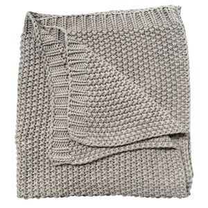 West Elm Chunky Knit Throw Blanket Taupe Beige Cotton Heavyweight SAMPLE